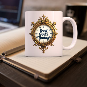 Caneca De Café Cristão Inspiracional Confia no Tempo de Deus