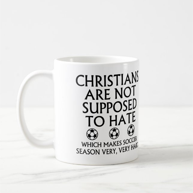 Caneca De Café Cristãos Não Devem Odiar Futebol (Esquerda)