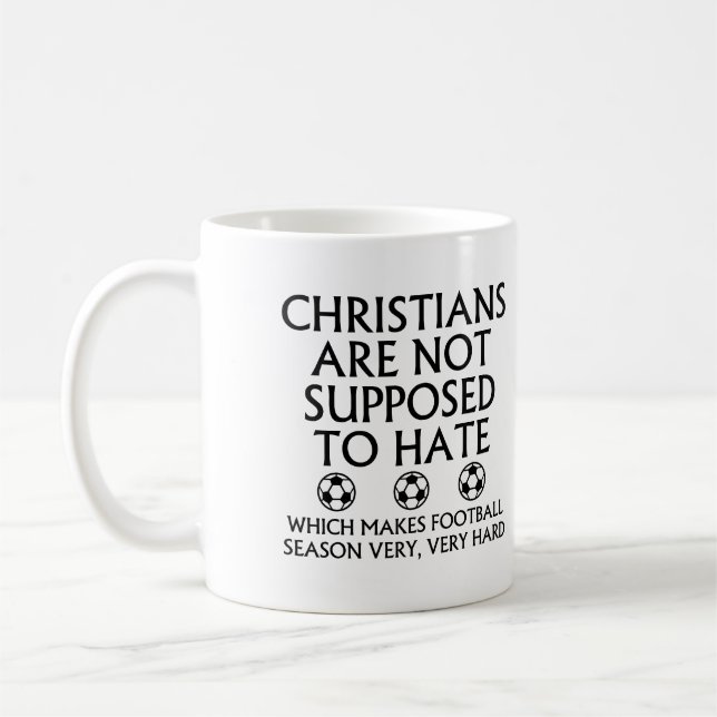 Caneca De Café Cristãos Não Devem Odiar Futebol (Esquerda)