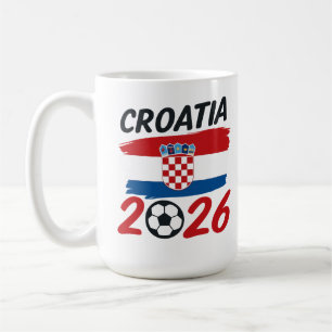 Caneca De Café Croácia 2026 Design de Bandeira de Cores para Fã d