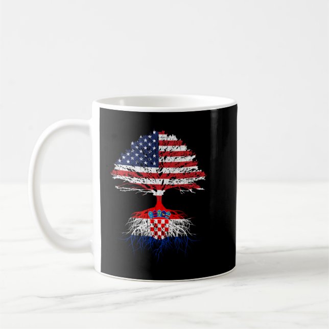 Caneca De Café Croata Raiz Americana Cultiva Croácia Bandeira Hoo (Esquerda)