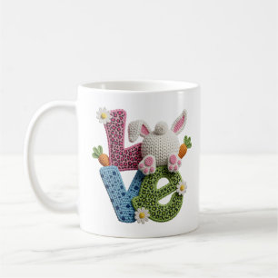 Caneca De Café Crochet de Fio de Páscoa Amor Fofo Feito à Mão Est