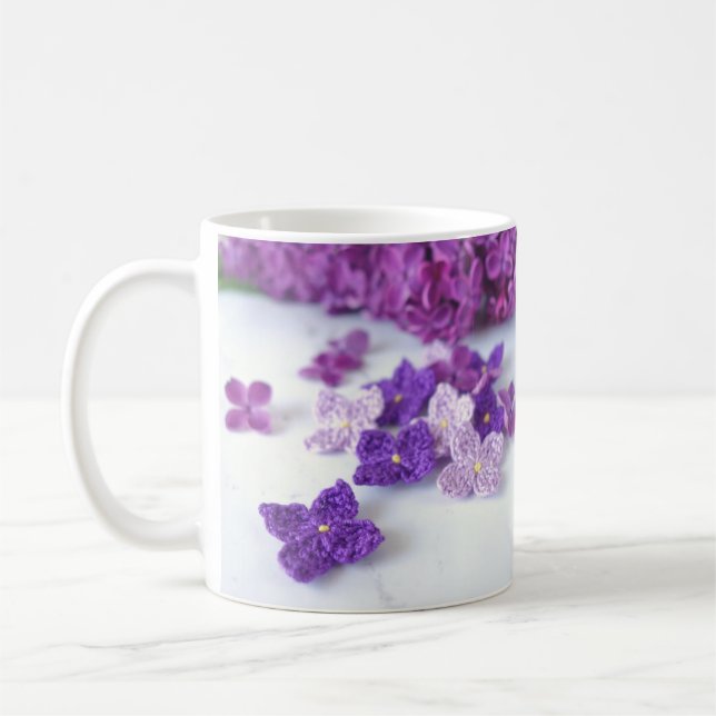 Caneca De Café Crochet Lilac Flowers Coffee Mug (Esquerda)
