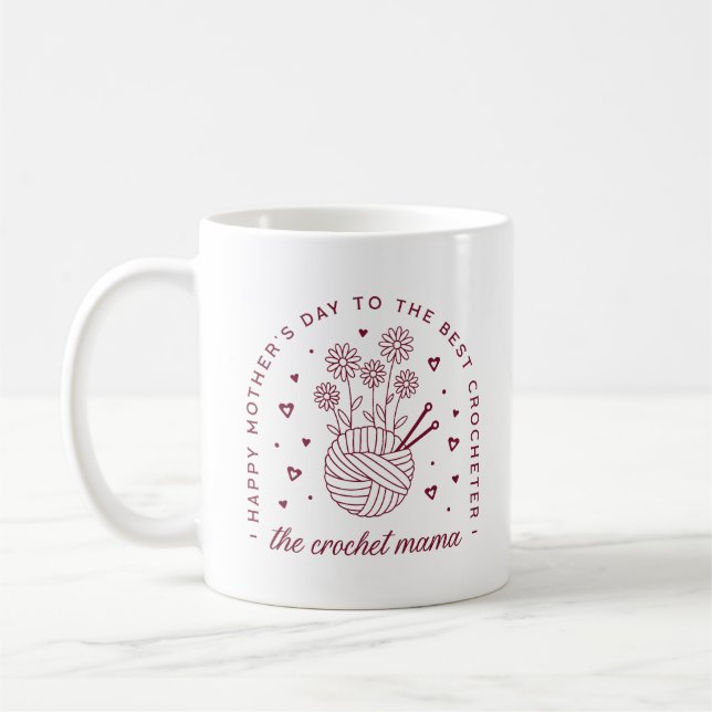 Caneca De Café Crochet mãe crochet feliz dia de as mães (Esquerda)