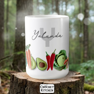 Caneca De Café Crochet Vegetable Sticker Coloração Nome