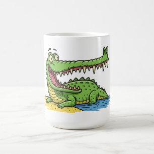 Caneca De Café Crocodilo de Cartoon Engraçado com Sorriso Grande