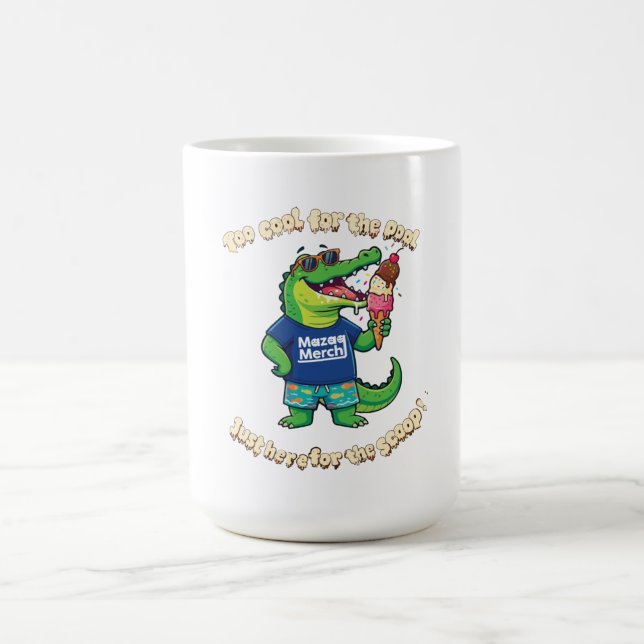 Caneca De Café Crocodilo Engraçado Comendo Sorvete Cartoon de Ver (Centro)
