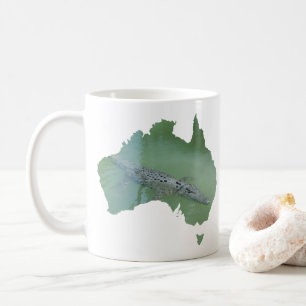 Caneca De Café Crocodilo Salgado Croc Austrália Forma Verde