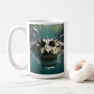Caneca De Café Crocodilo Sereno na Impressão de Arte Selvagem de