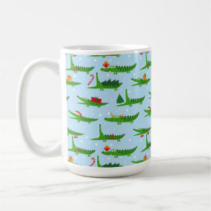 Caneca De Café Crocodilos Festivos no Padrão de Figurinos de Nata