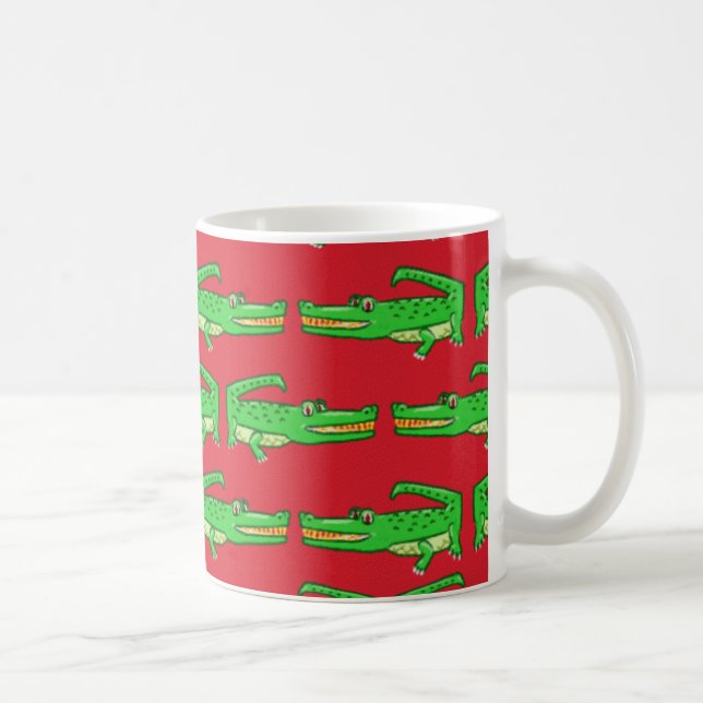 Caneca De Café Crocodilos verdes no vermelho (Direita)
