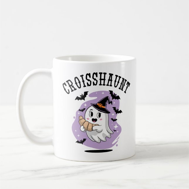 Caneca De Café Croissant Assombrado de Halloween Fofo (Esquerda)