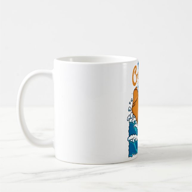 Caneca De Café Croissant e Cat na Onda (Esquerda)