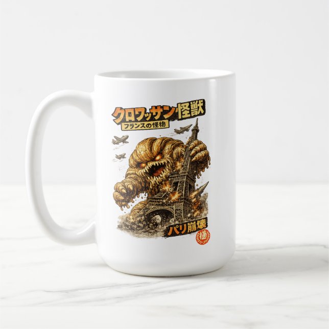 Caneca De Café Croissant Kaiju – Paris Sob Ataque (Esquerda)