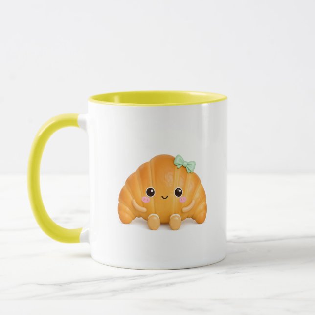 Caneca de Café Croissant Kawaii Fofa (Esquerda)