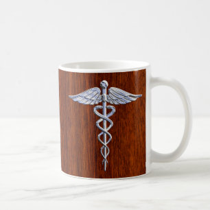 Caneca De Café Cromo Como Caduceus Símbolo Médico Decor Mahogany
