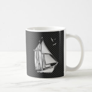 Caneca De Café Cromo como Regatta Sailboat em decor de fibra de c