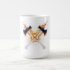 Caneca De Café Crossed Fantasy Axes with Fiery Energy – Powerful 