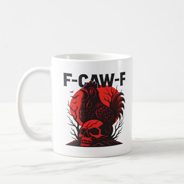 Caneca De Café Crow F-Caw-F Funny Gothic Humor (Esquerda)