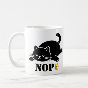 Caneca De Café Crown NOPE Gato Preto Engraçado para Amantes de Ga