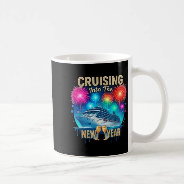 Caneca De Café Cruising Into The New Year 2026 Sunset Cruise Vaca (Direita)