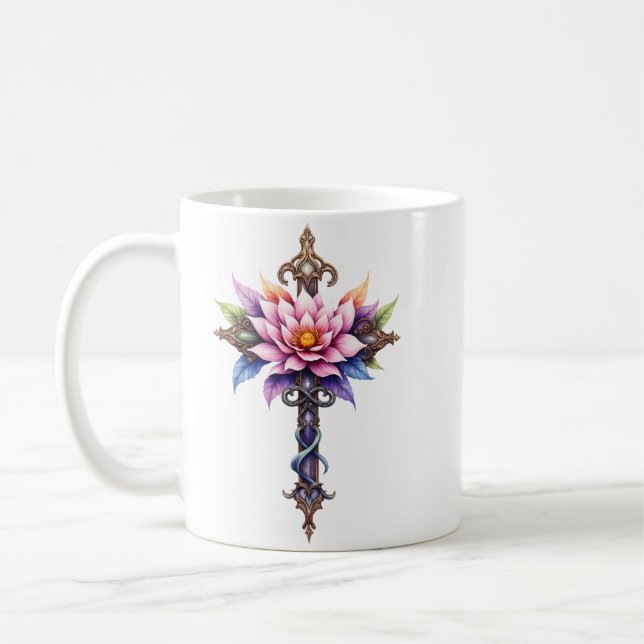 Caneca De Café Cruz Celestial do Lótus (Esquerda)
