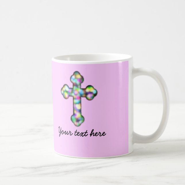 Caneca De Café Cruz cor-de-rosa personalizada (Direita)