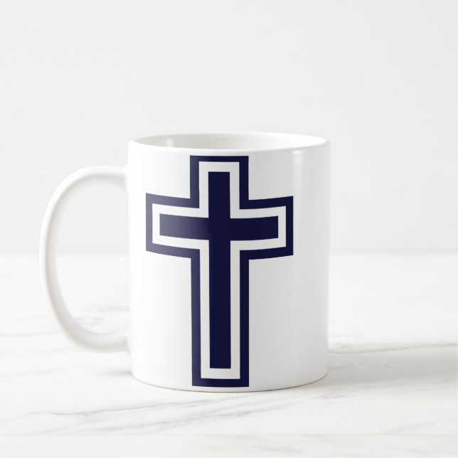 Caneca De Café Cruz cristã azul diferentes variantes (Esquerda)