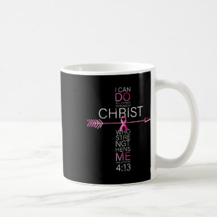 Caneca De Café Cruz Cristã do Câncer de Mama Versículo Bíblico Re