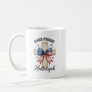 Caneca De Café Cruz Cristã Patriótica Personalizada de 4 de Julho
