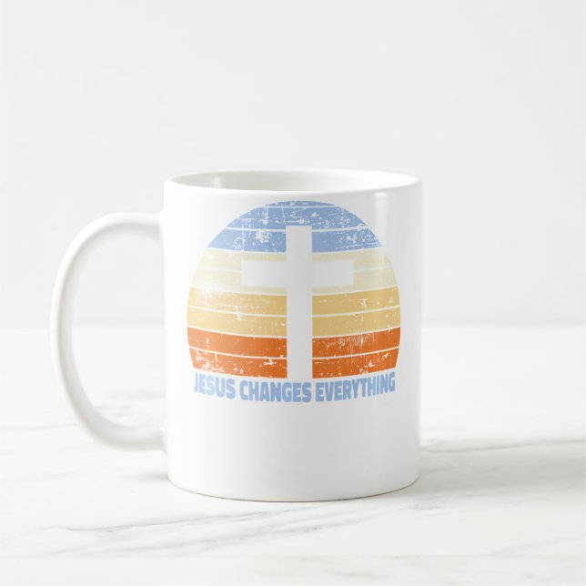 Caneca De Café Cruz da Fé Jesus Muda Tudo Cristão (Esquerda)