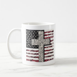 Caneca De Café Cruz de bandeira americana