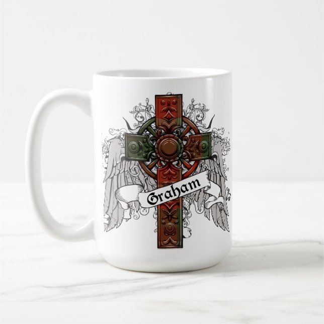 Caneca De Café Cruz do Tartan de Graham (Esquerda)