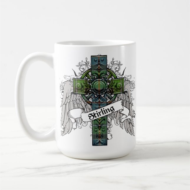 Caneca De Café Cruz do Tartan de Stirling (Esquerda)