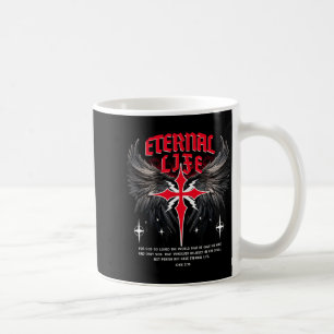 Caneca De Café Cruz Eterna de Jesus Vida Gótica Punk Nu Goth Bíbl
