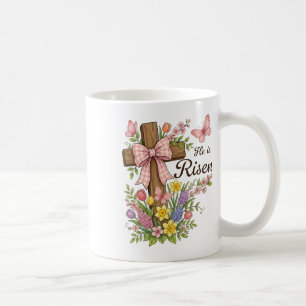 Caneca De Café Cruz Floral Cristã - Ele Ressuscitou Religiosa Pás