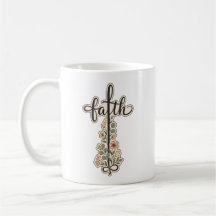 Cruz Floral da Fé Cristã Design de Tipografia 