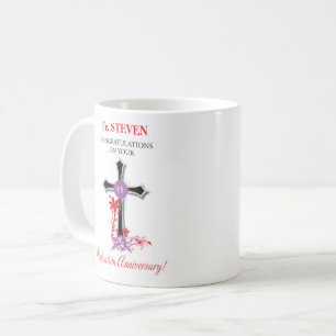 Caneca De Café Cruz Negra Negra do Aniversário da Ordenação 15 do