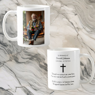 Caneca De Café Cruz Preta e Memorial de Foto e Poema