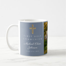 Caneca De Café Cruz Religiosa Menino Azul Primeira Comunhão Foto