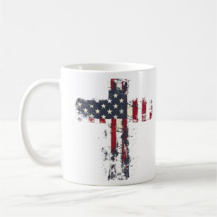 Caneca De Café Cruzamento de bandeira americana patriótica