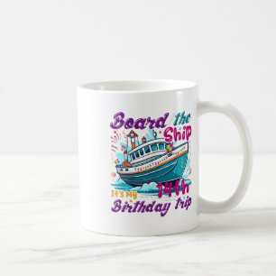 Caneca De Café Cruzeiro de Aniversário de 14 Anos Fã de Navio