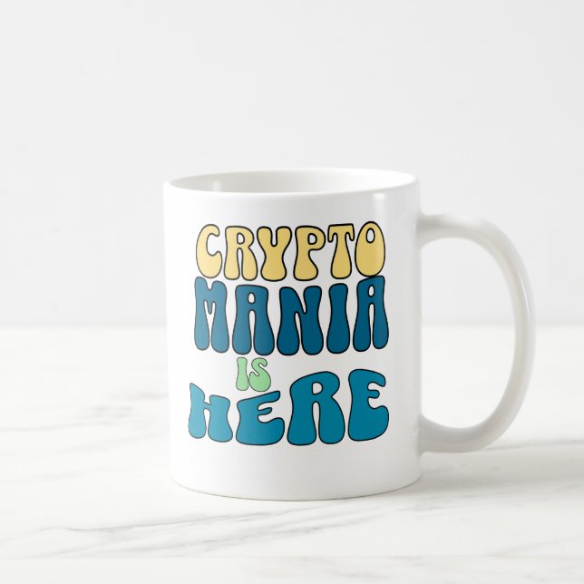 Caneca De Café Crypto Mania Retro Blue Mug (Direita)