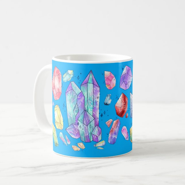 Caneca De Café Crystal Gemstone Custom Cheio Wrap Coffee Mug (Frente Esquerda)