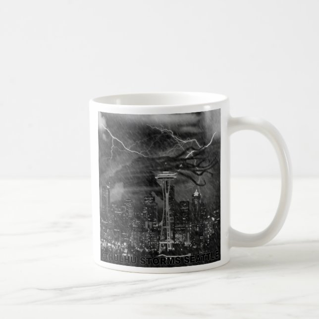 Caneca De Café Cthulhu na chuva de Seattle (Direita)