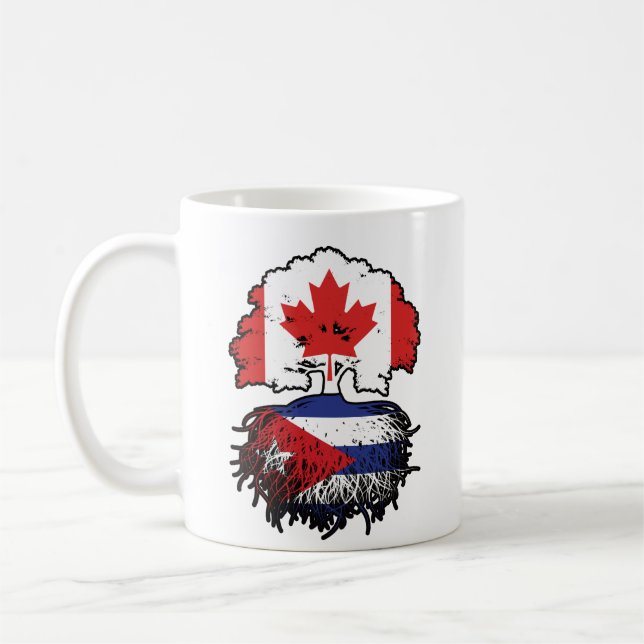 Caneca De Café Cuba Cuba Cuba Canadá: Bandeira de Raízes de Árvor (Esquerda)