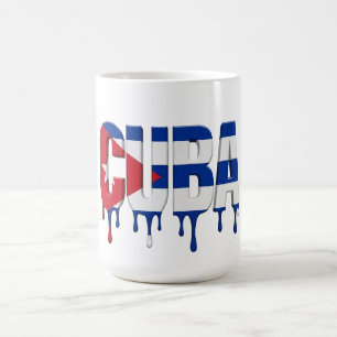 Caneca De Café Cuba Drip Text Desenho da Bandeira Caribenha F