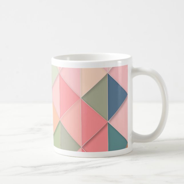 Caneca De Café CUBISM pastel Shades GEOMETRIC - ADICIONAR MONOGRA (Direita)