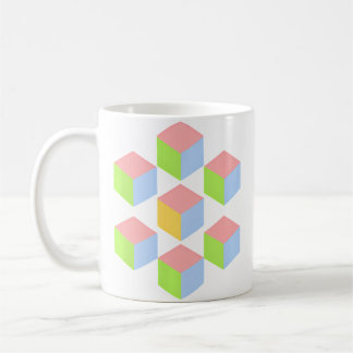 Caneca De Café Cubo de Ilusão Óptica Isométrica Pastel Geométrica