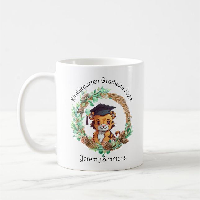 Caneca De Café Cubo de Tigre Personalizado para Graduação do Jard (Esquerda)